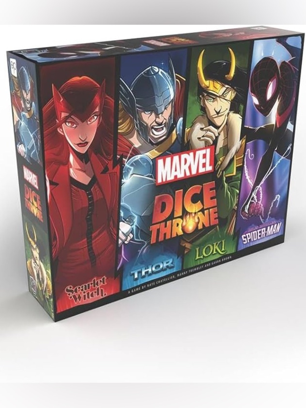 Marvel Dice Throne Battle Chest Game Thor Loki Scarlet Witch Spider-Man- EUC
